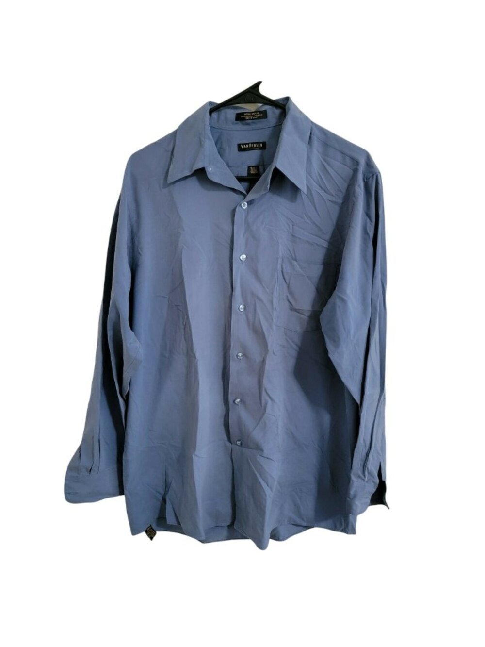 Van Heusen Dress Shirt Mens Size Medium Micro Poplin Button Up Long Sleeve Blue